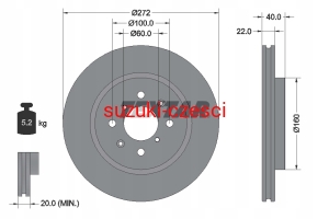 Tarcza hamulcowa Swift IV 2010-2017 Textar