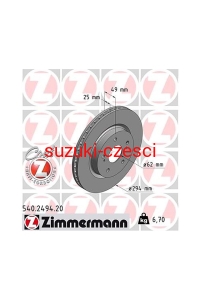 Tarcza hamulcowa przód Grand Vitara II 2005- Zimmermann 540.2494.20