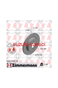 Tarcza hamulcowa tył Swift IV 2010-2017 Zimmermann 540.5302.20